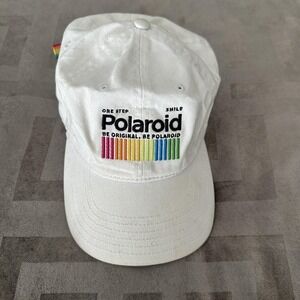 Polaroid Hat Cap Strap Back One Size Mens White Rainbow Embroidered Logo Camera